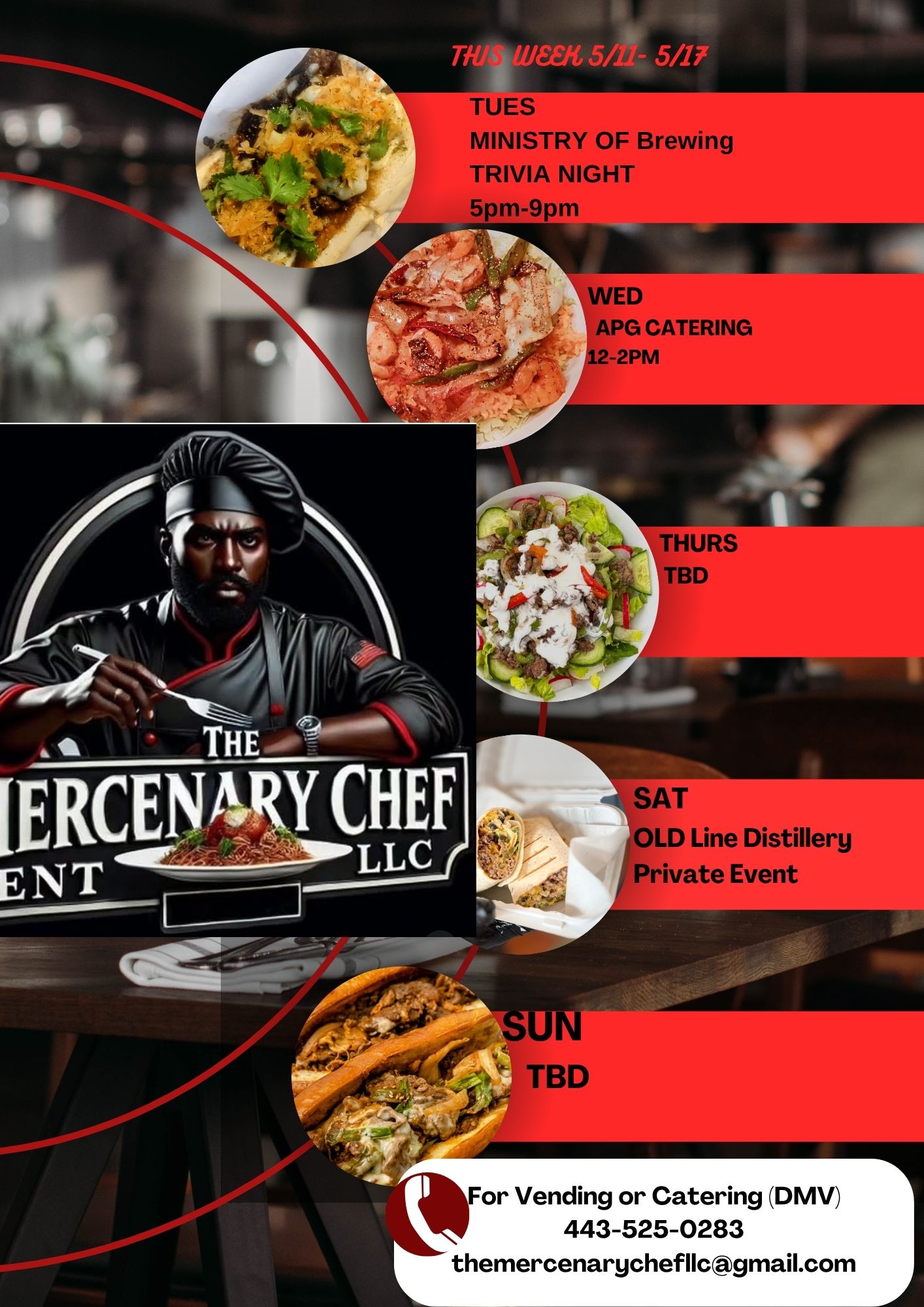 The Mercenary Chef weekly food truck schedule